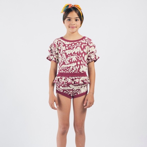 New Bobo Choses Girls Dance romance ruffle sweater short set Size 4/5 - Picture 1 of 11